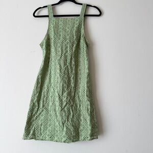 ASOS Sage Green Eyelet Mini Dress | Summer Linen-Look